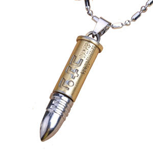 Bullet Copper SilverTone Pendant Necklace J-389